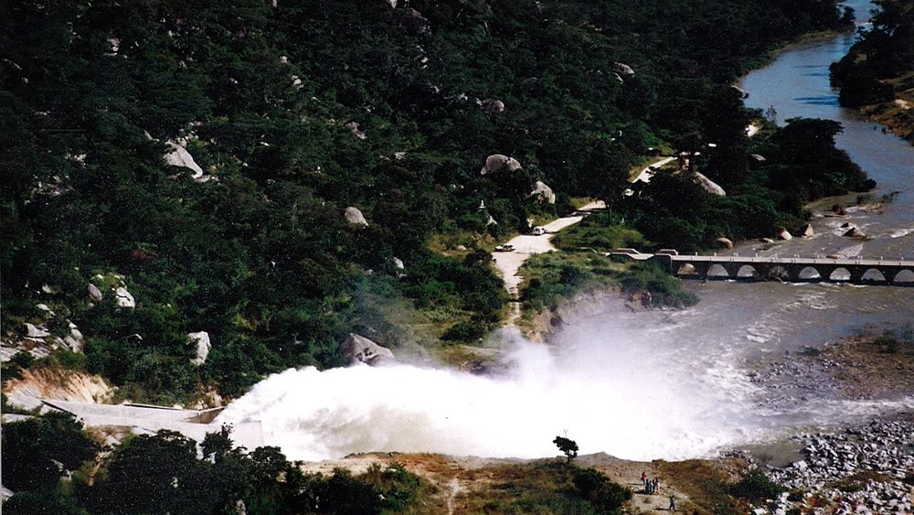 Water released from Osborne Dam into the river below, near Mutare, Zimbabwe